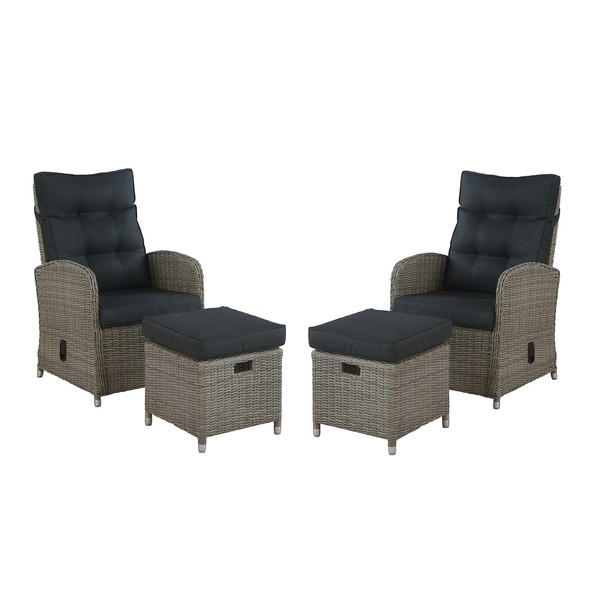 Alaterre Furniture Monaco All-Weather 4-Piece Set with Two Reclining Chairs and Two Ottomans AWWH011HH